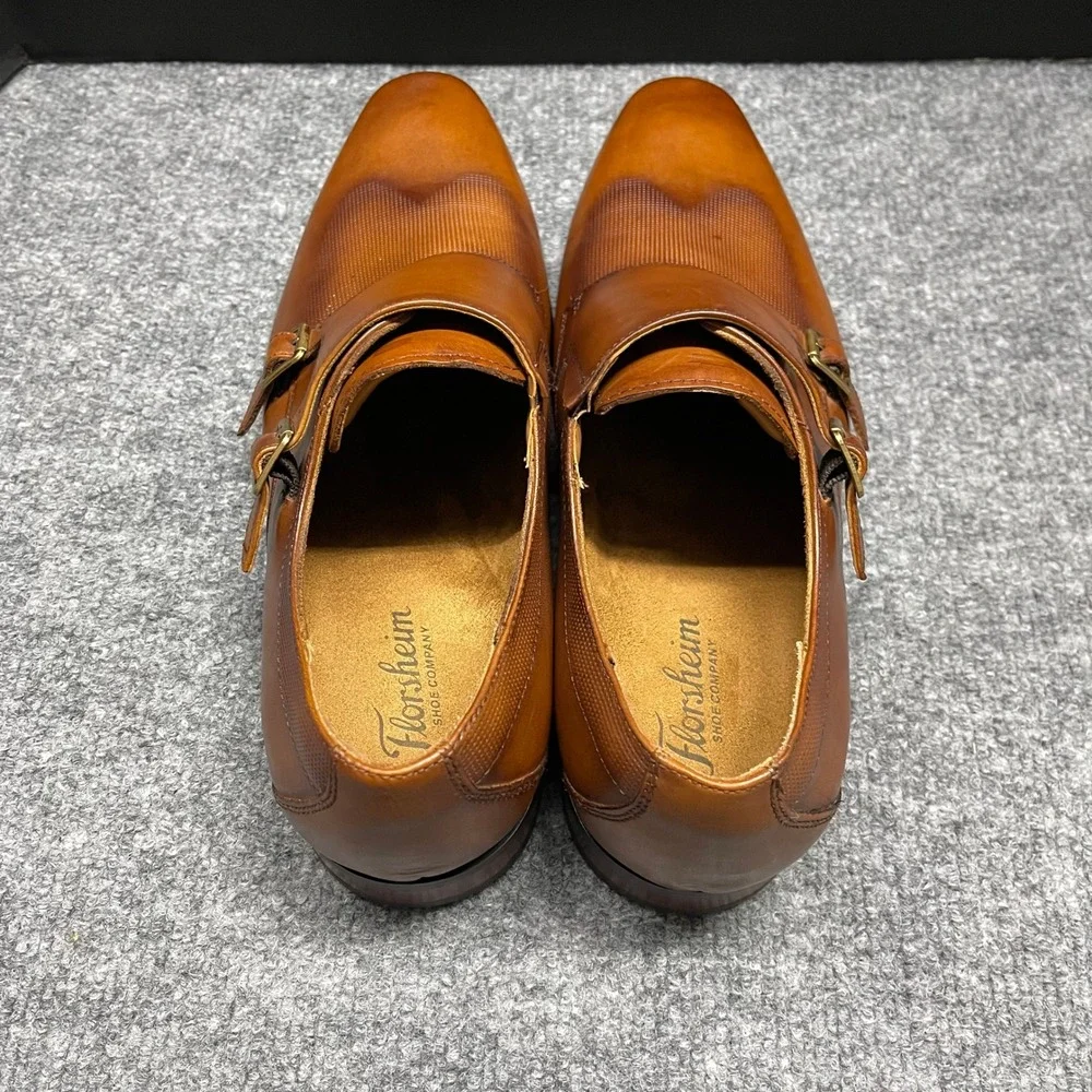 Florsheim Shoes Mens 11 D Cognac Leather Double Monk Strap Tan Dress 11899-221